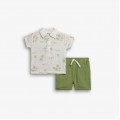 Βρεφικό Σετ με Μπλούζα Πόλο Φοίνικες και Βερμούδα Αγόρι (6-24μ) -Ανοιχτό Χακί- 