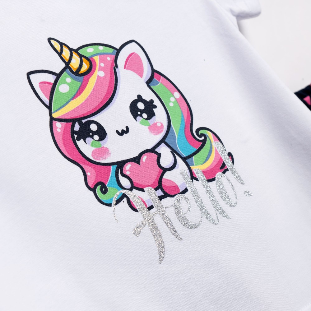 Βρεφικό Σετ Μακό με Μπλούζα Μονόκερος Hello και Κολάν Κάπρι Κορίτσι (6-24) -Λευκό- 126-919112-1