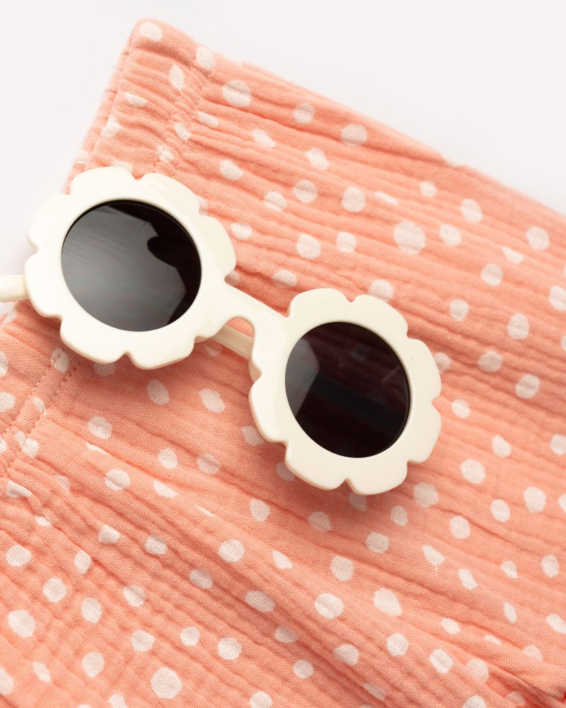 Βρεφικό Σετ 3Τμχ με Μπλούζα Ριπ, Παντελόνι Πουά και Γυαλιά Κορίτσι (6-24μ) -Σομόν- 