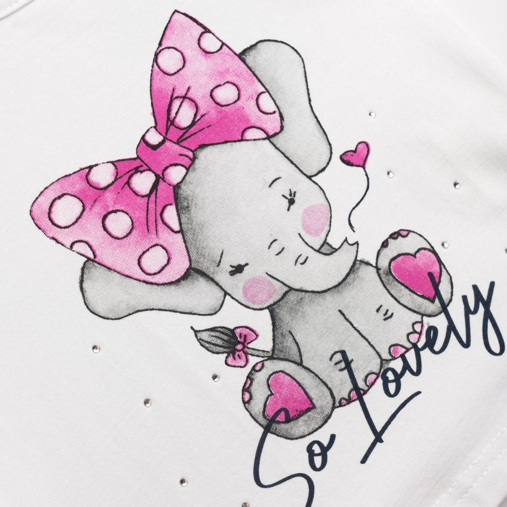 Βρεφικό Σετ Μακό με Μπλούζα So Lovely Ελεφαντάκι και Σορτς Κορίτσι (6-24) -Λευκό- 126-924100-1