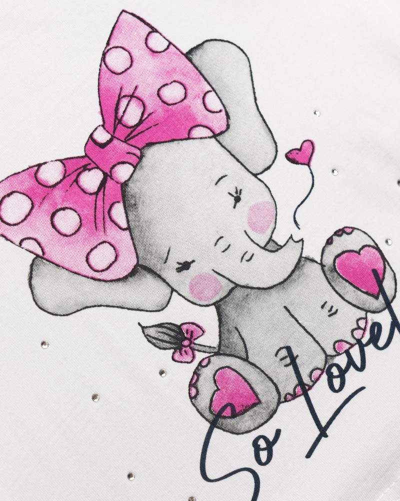 Βρεφικό Σετ Μακό με Μπλούζα So Lovely Ελεφαντάκι και Σορτς Κορίτσι (6-24) -Λευκό- 