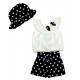 Βρεφικό Σετ 3Τμχ με Μπλούζα με Βολάν, Σορτς Πουά και Καπέλο Κορίτσι (6-24μ) -Λευκό- 126-925100-1
