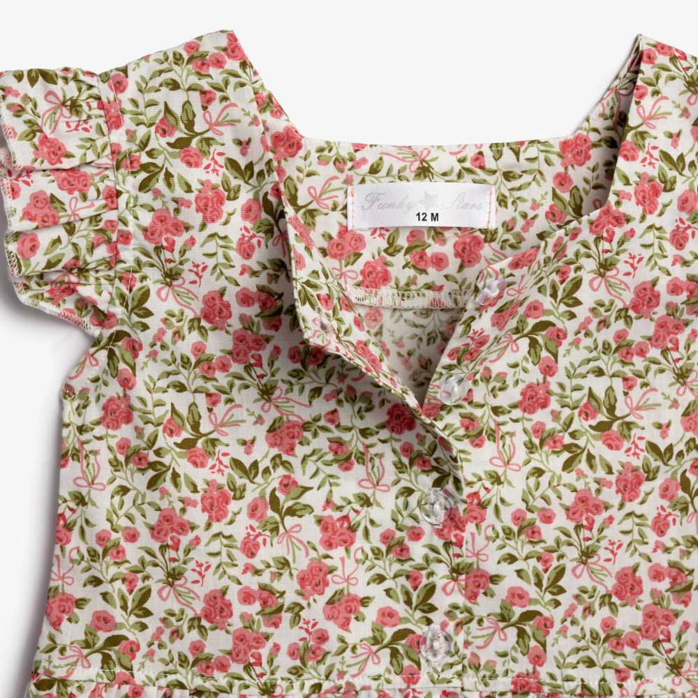 Βρεφικό Σετ 3Τμχ με Μπλούζα Floral με Κουμπάκια, Σορτς και Καπέλο Κορίτσι (6-24μ) -Εμπριμέ- 126-925104-1