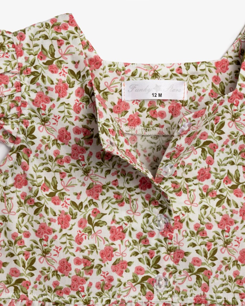 Βρεφικό Σετ 3Τμχ με Μπλούζα Floral με Κουμπάκια, Σορτς και Καπέλο Κορίτσι (6-24μ) -Εμπριμέ- 