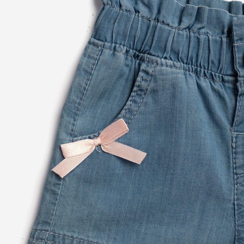 Βρεφικό Σετ με Μπλούζα Αρκουδάκι και Τζιν Σορτς Κορίτσι (6-24μ) –Nude Ροζ– 126-926104-1