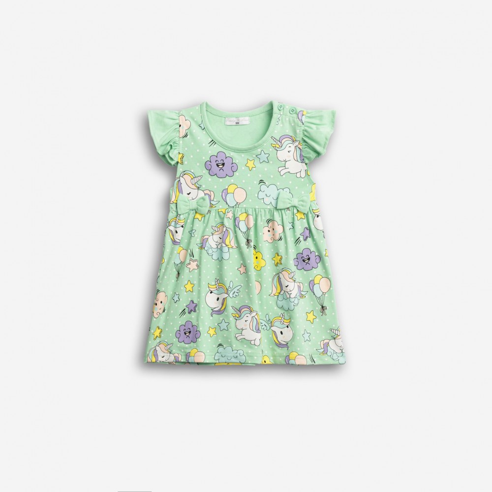 Βρεφικό Μακό Φόρεμα με Μονόκεροι Μοτίβο Κορίτσι (6-24μ) –Μέντα– 126-928102-1
