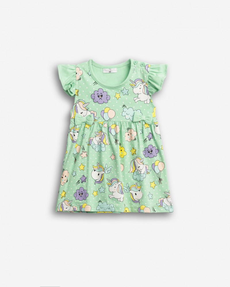 Βρεφικό Μακό Φόρεμα με Μονόκεροι Μοτίβο Κορίτσι (6-24μ) –Μέντα– 