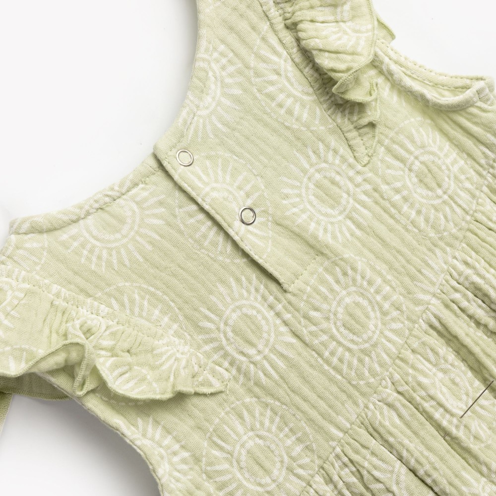 Βρεφικό Φόρεμα με Βολάν και Καπέλο Κορίτσι (6-24μ) –Ανοιχτό Χακί– 126-929111-1