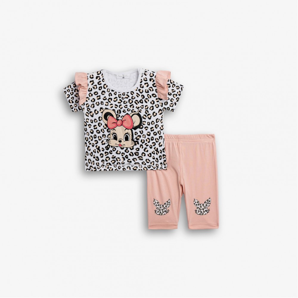 Βρεφικό Σετ Μακό με Μπλούζα Ποντικάκι και Κολάν Κάπρι Κορίτσι (6-24) -Εμπριμέ- 126-939105-1