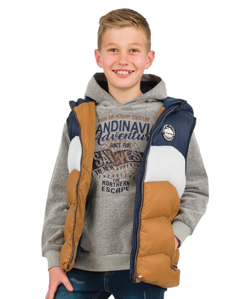 Εφηβική Φούτερ Μπούζα Με Κουκούλα, Hoodie Και Τύπωμα Αγόρι –Γκρι– 13-123010-5