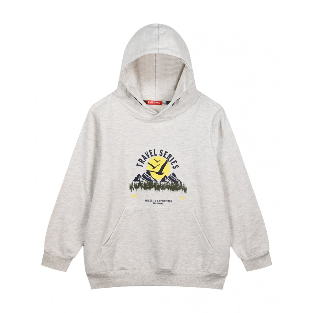 Εφηβική Φούτερ Μπλούζα Με Κουκούλα Hoodie και Τύπωμα Mountain Αγόρι -Μελανζέ- 13-123012-5