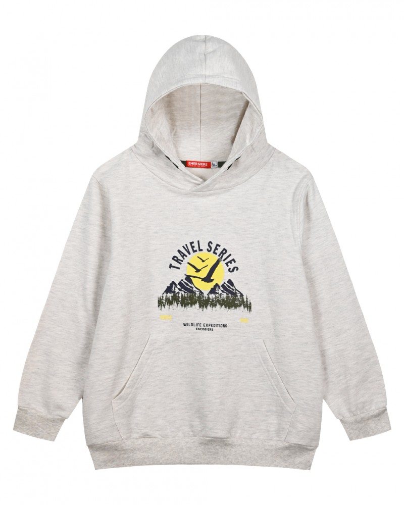 Εφηβική Φούτερ Μπλούζα Με Κουκούλα Hoodie και Τύπωμα Mountain Αγόρι -Μελανζέ- 13-123012-5