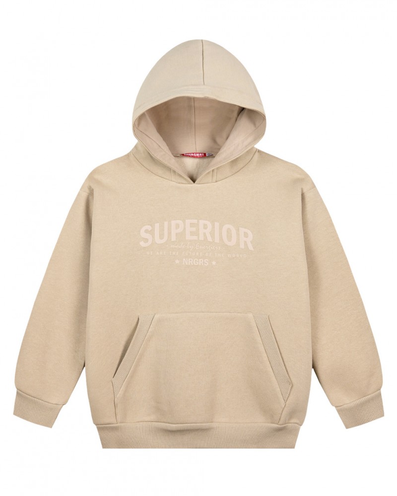 Εφηβική Φούτερ Μπούζα Με Κουκούλα, Hoodie Και Τύπωμα Superior Αγόρι –Μπεζ– 13-123018-5