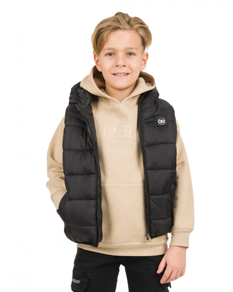 Εφηβική Φούτερ Μπούζα Με Κουκούλα, Hoodie Και Τύπωμα Superior Αγόρι –Μπεζ– 13-123018-5