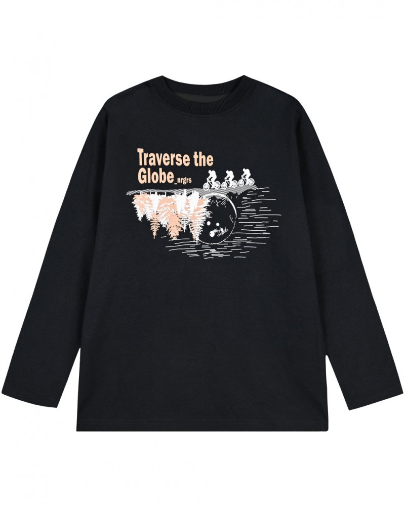 Εφηβική Μακό Μπλούζα Με Τύπωμα Traverse the Globe Αγόρι -Μαύρο- 13-123067-5