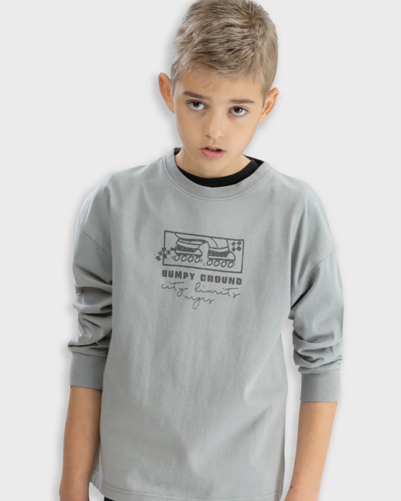 Εφηβική Μπλούζα Με Τύπωμα Bumpy Ground Αγόρι (6-16) -Γκρι Silver- 