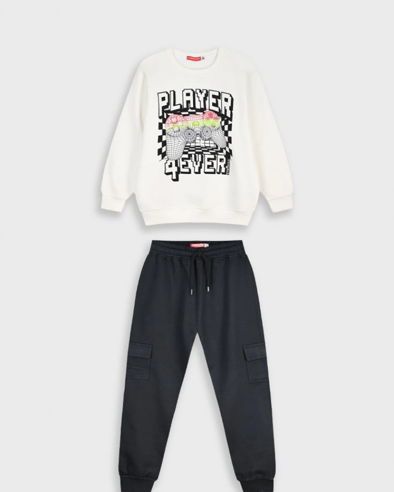 Εφηβικό Σετ Φούτερ Φόρμα Με Τύπωμα Player Αγόρι (6-16) -Μαύρο- 