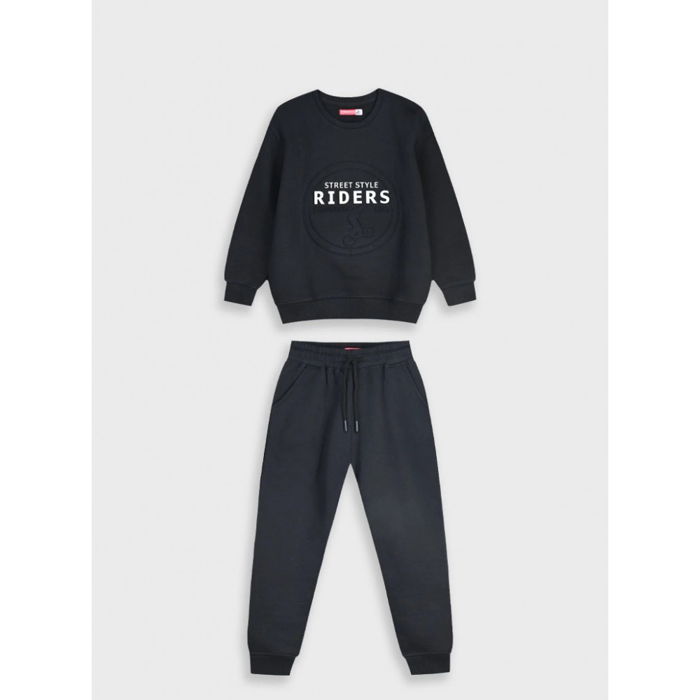 Εφηβικό Σετ Φούτερ Φόρμα με Τύπωμα Street Style Αγόρι (6-16) -Μαύρο- 13-125080-0