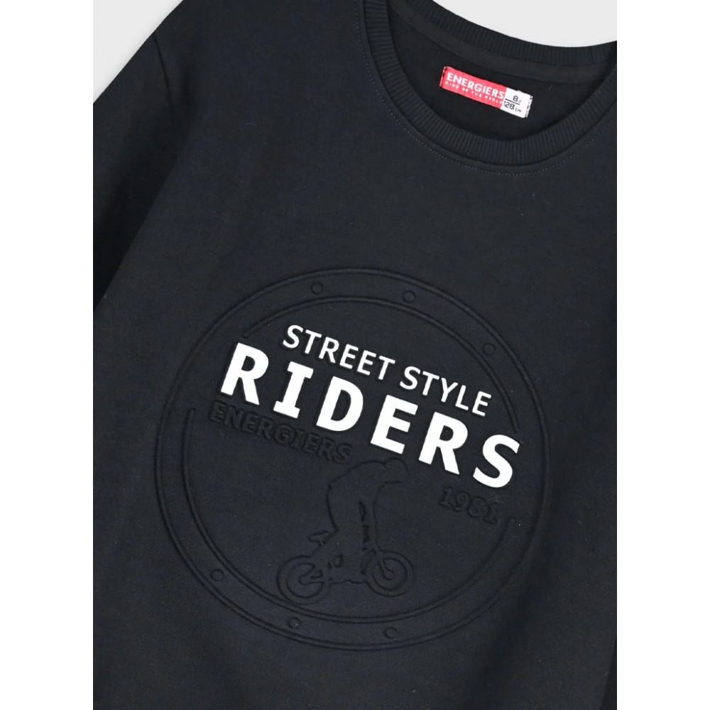 Εφηβικό Σετ Φούτερ Φόρμα με Τύπωμα Street Style Αγόρι (6-16) -Μαύρο- 13-125080-0