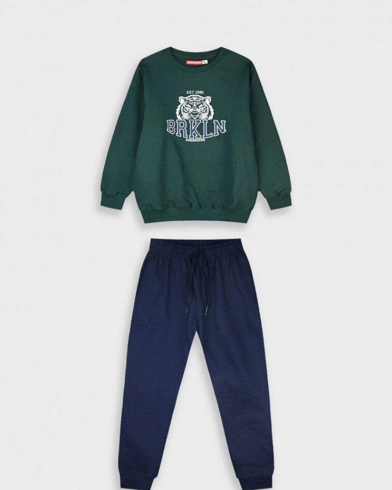 Εφηβικό Σετ Φούτερ Φόρμα με Τύπωμα Brkln Αγόρι (6-16) -Μαρέν- 