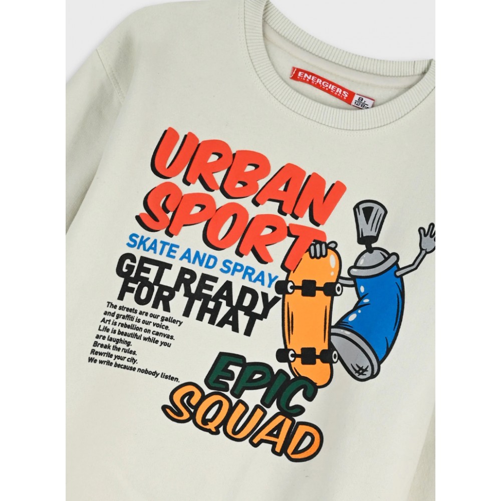 Εφηβικό Σετ Φούτερ Φόρμα Με Τύπωμα Urban Sport για Αγόρι (6-16) -Μαύρο- 13-126070-0