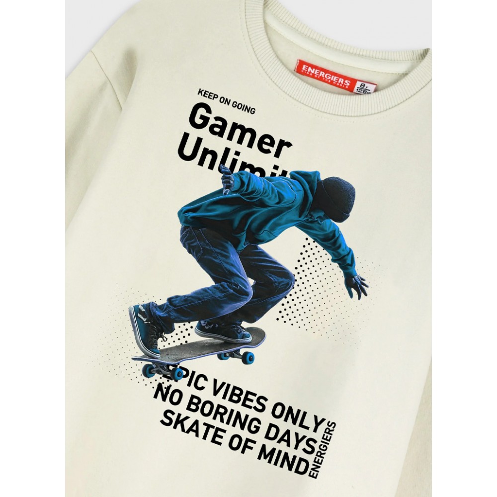 Εφηβικό Σετ Φούτερ Φόρμα Με Τύπωμα Gamer και Cargo Παντελόνι Αγόρι (6-16) -Μαύρο- 13-126072-0