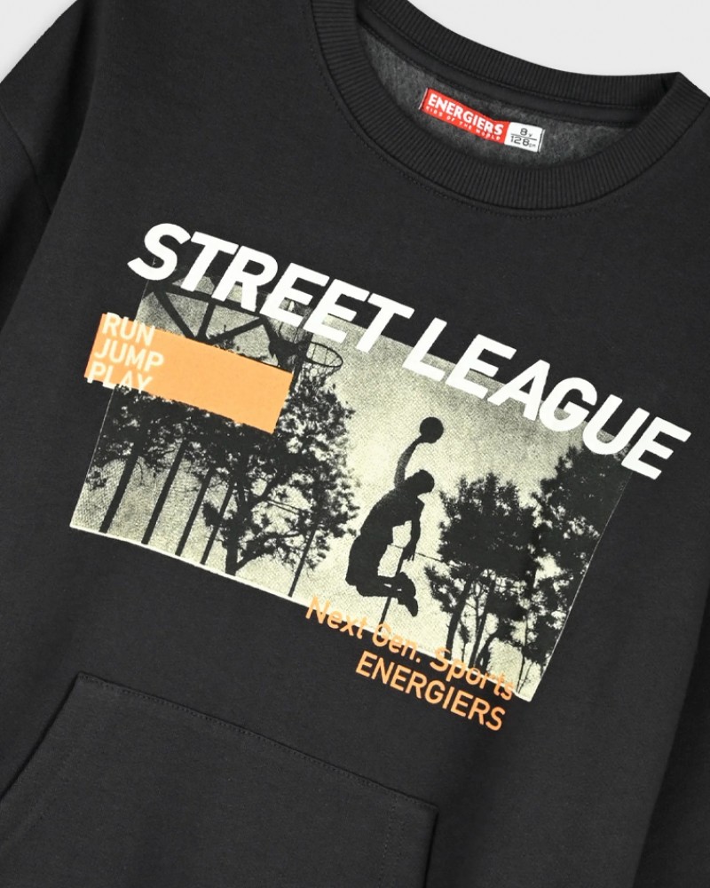 Εφηβικό Σετ Φούτερ Φόρμα Με Τύπωμα Street League Αγόρι (6-16) -Ανθρακί- 