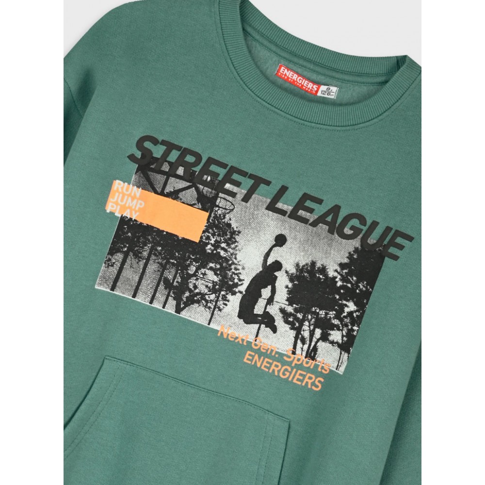 Εφηβικό Σετ Φούτερ Φόρμα Με Τύπωμα Street League Αγόρι (6-16) -Πράσινο της Ερήμου- 13-126073-0
