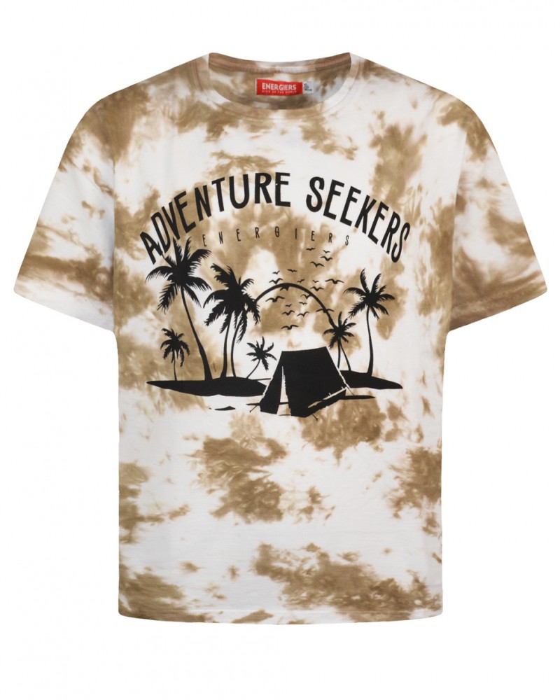 Εφηβική Tie Dye Μπλούζα Μακό Με Τύπωμα Adventure Seekers Αγόρι -Σοκολατί- 13-223019-5