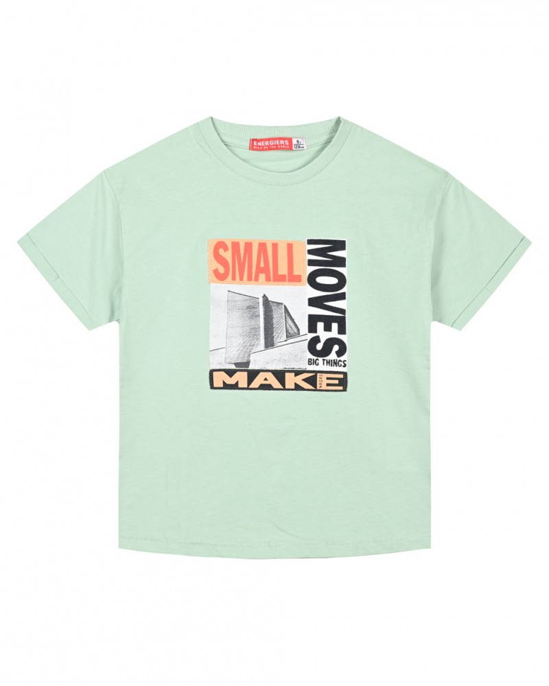 Εφηβική Μπλούζα Μακό Με Τύπωμα Small Moves Αγόρι -Φυστικί- 13-223040-5