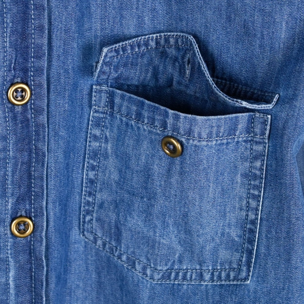 Εφηβικό Denim Βαμβακερό Πουκάμισο Αγόρι (6-16) -Μπλέ Τζιν- 13-224006-4