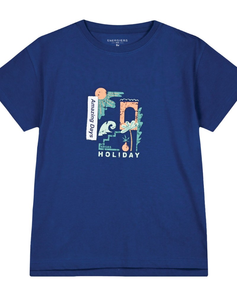 Εφηβική Μπλούζα T-Shirt με Τύπωμα Holiday Αγόρι (6-16Ε) -Μπλέ- 13-224017-5