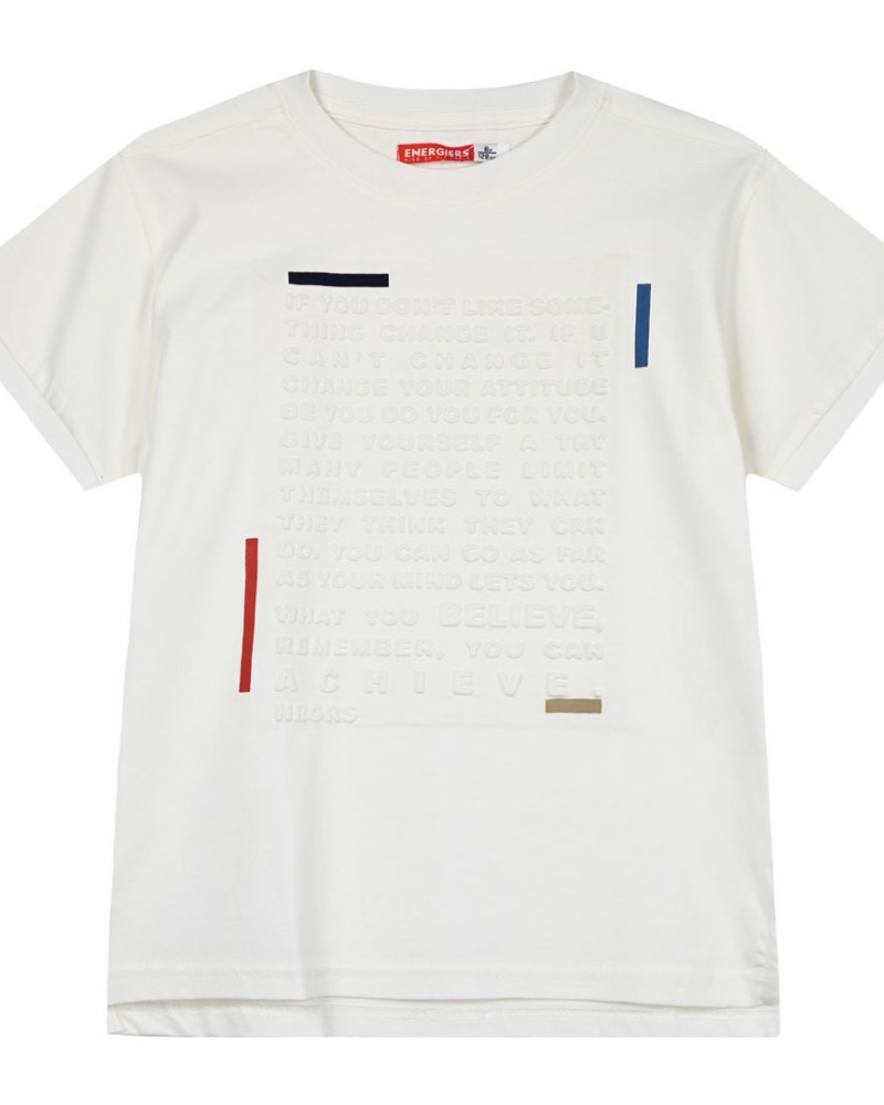 Εφηβική Μπλούζα T-Shirt Με Ανάγλυφο Τύπωμα Αγόρι (6-16Ε) -Εκρού- 13-224032-5
