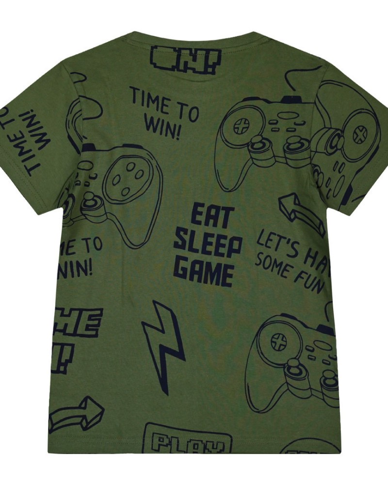 Εφηβική Μπλούζα T-Shirt με Τύπωμα Eat, Sleep, Game Αγόρι (6-16Ε) -Χακί- 13-224037-5