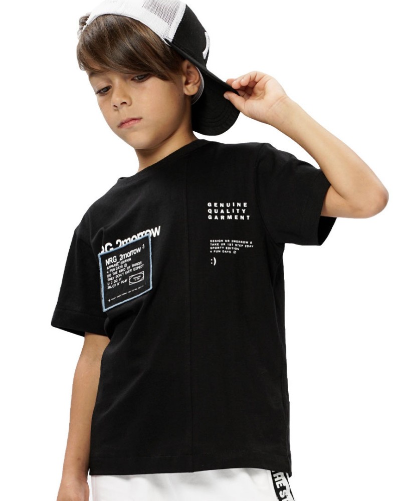 Εφηβική Μπλούζα T-Shirt με Τύπωμα NRG 2morrow Αγόρι (6-16Ε) -Μαύρο- 13-224055-5