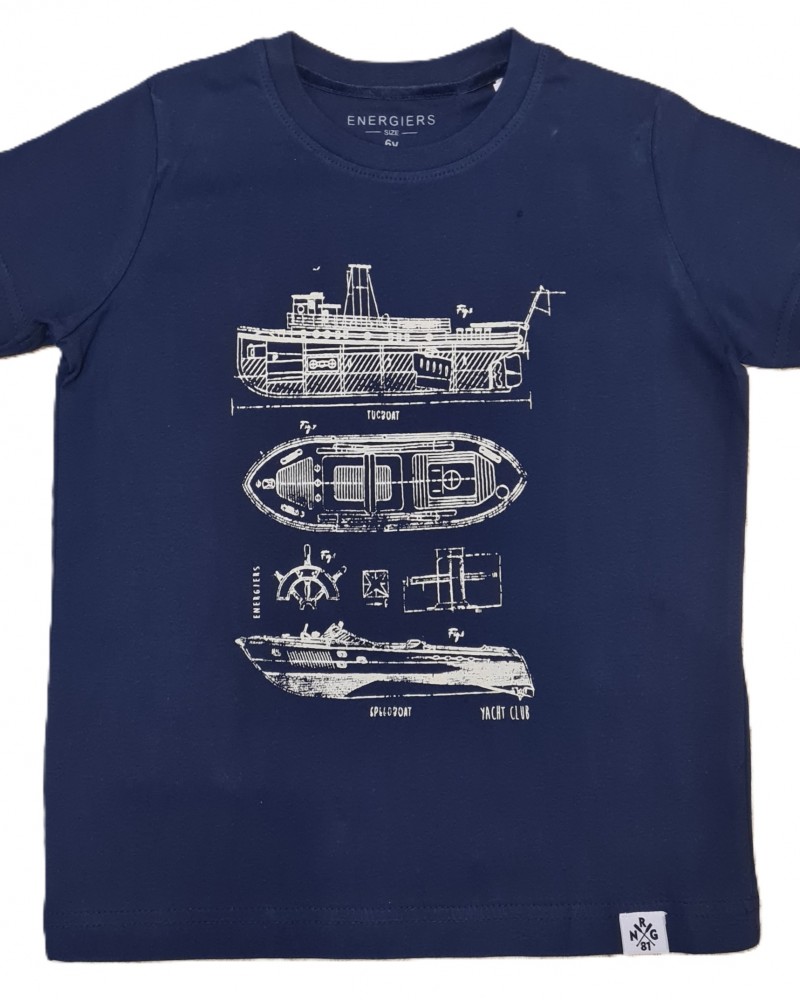 Εφηβική Μπλούζα T-Shirt με Τύπωμα Boat Αγόρι (6-16) -Ίντιγκο- 13-225022-5