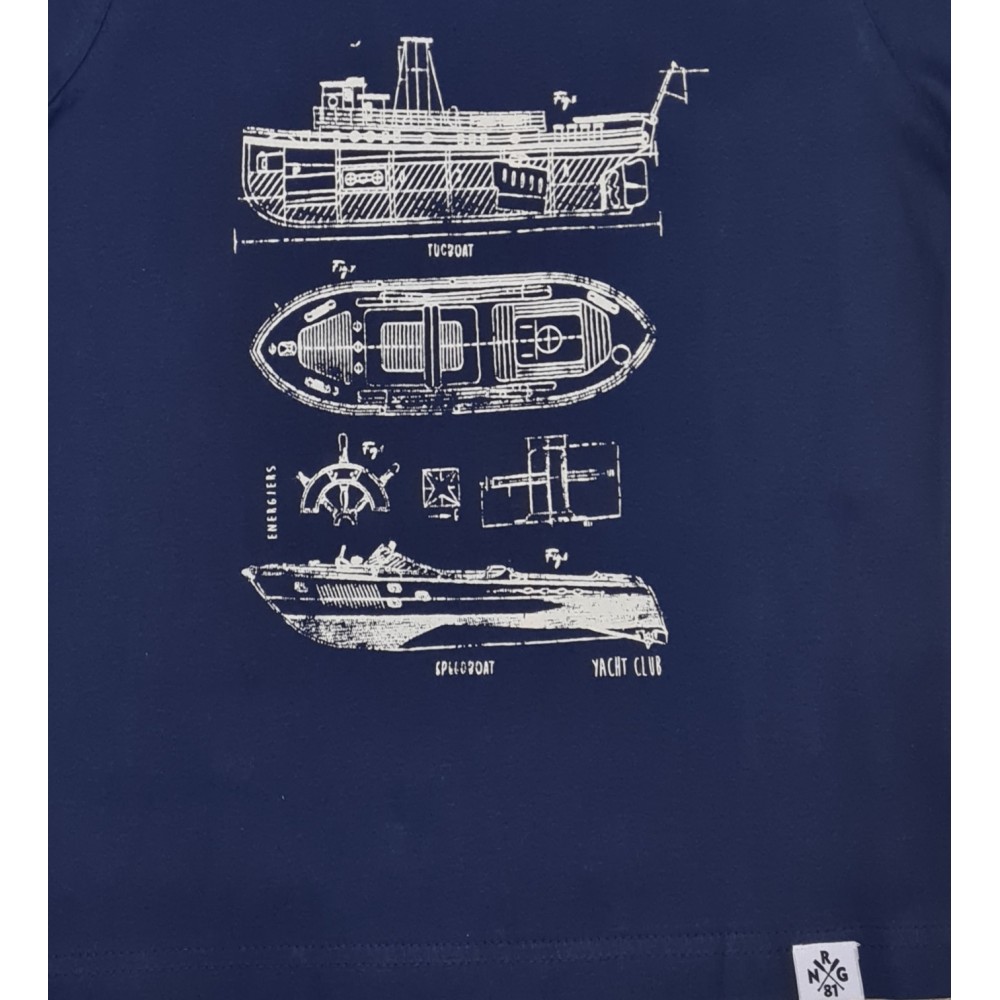 Εφηβική Μπλούζα T-Shirt με Τύπωμα Boat Αγόρι (6-16) -Ίντιγκο- 13-225022-5