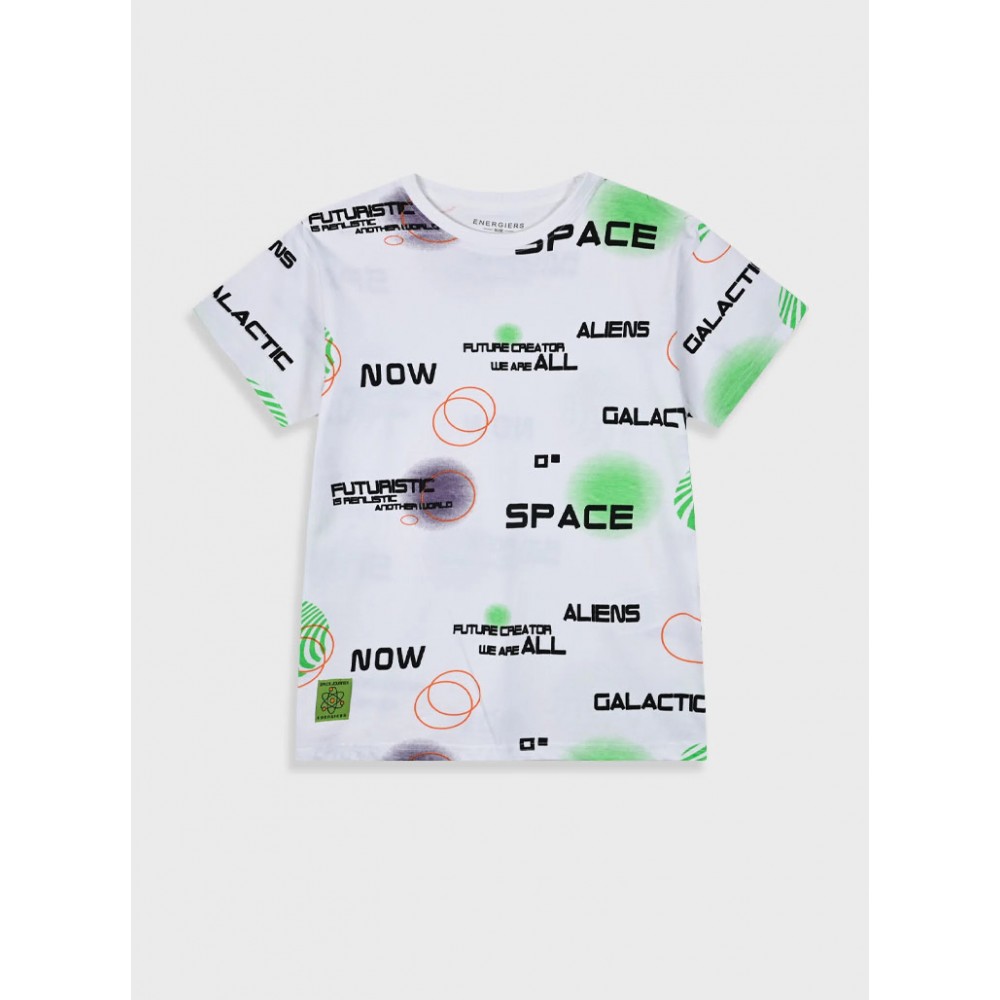 Εφηβική Μπλούζα T-Shirt με Τύπωμα Aliens Space Αγόρι (6-16) -Λευκό- 13-225026-5
