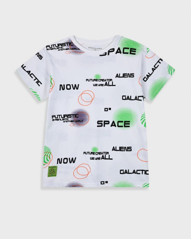 Εφηβική Μπλούζα T-Shirt με Τύπωμα Aliens Space Αγόρι (6-16) -Λευκό- 13-225026-5