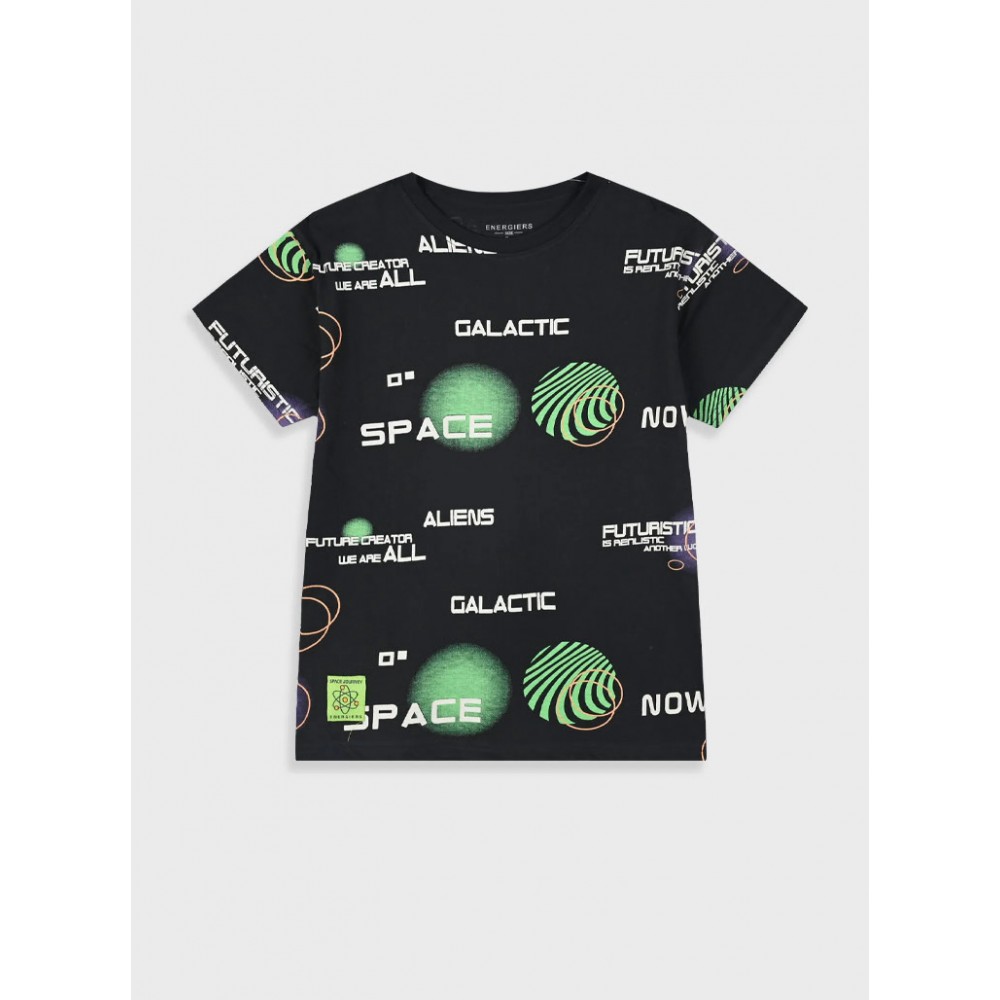 Εφηβική Μπλούζα T-Shirt με Τύπωμα Aliens Space Αγόρι (6-16) -Μαύρο- 13-225026-5