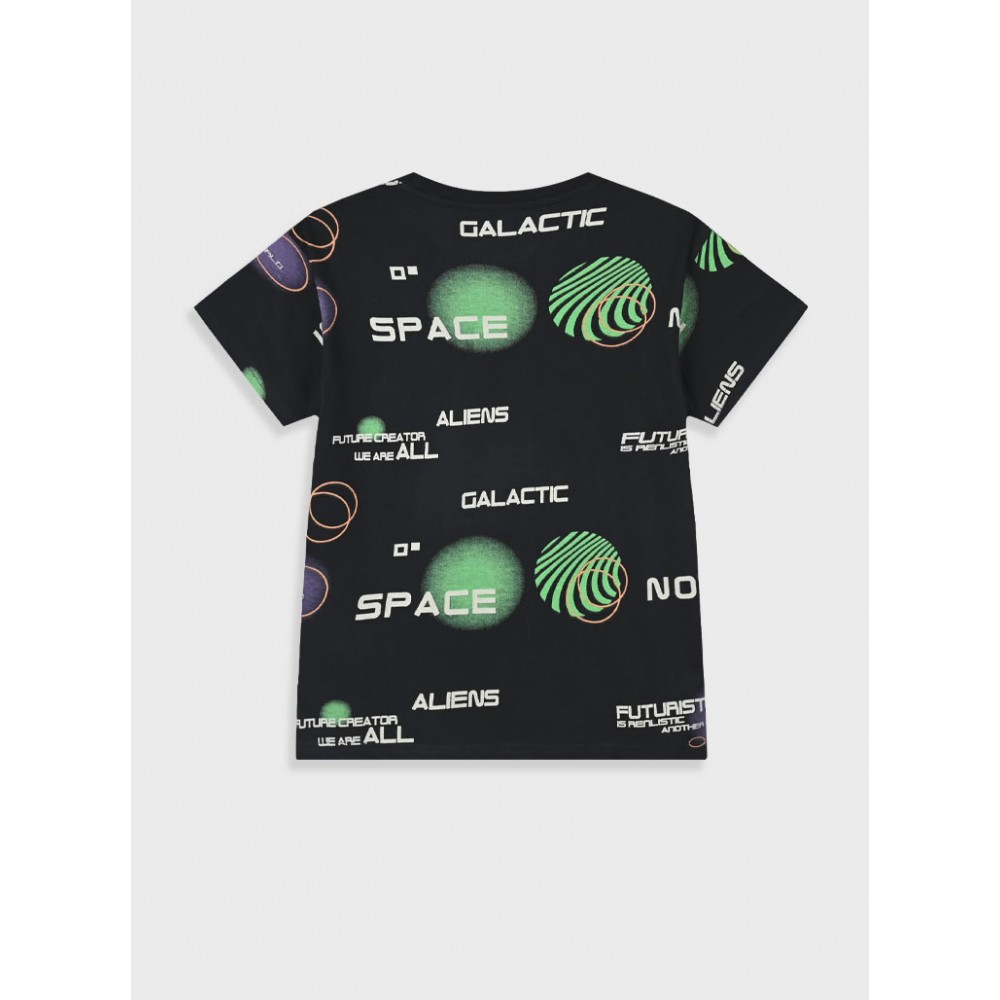 Εφηβική Μπλούζα T-Shirt με Τύπωμα Aliens Space Αγόρι (6-16) -Μαύρο- 13-225026-5