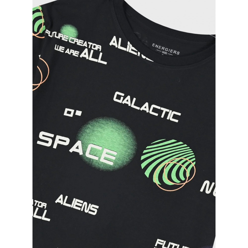 Εφηβική Μπλούζα T-Shirt με Τύπωμα Aliens Space Αγόρι (6-16) -Μαύρο- 13-225026-5