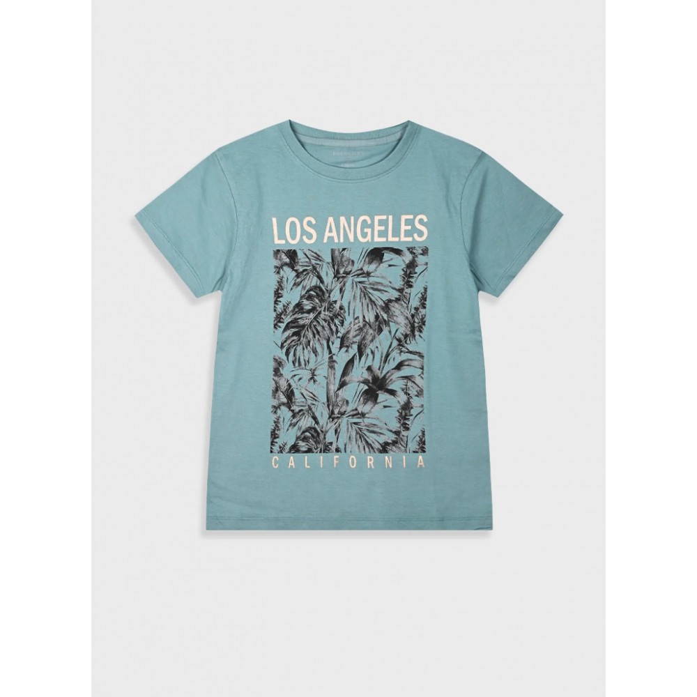 Εφηβική T-Shirt Μπλούζα με Τύπωμα L.A Αγόρι (6-16) -Πράσινο της Ερήμου- 13-225036-5