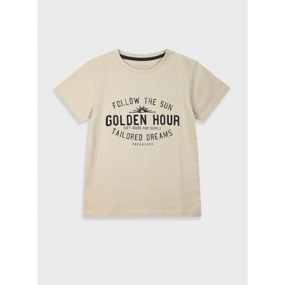 Εφηβική T-Shirt Μπλούζα με Τύπωμα Golden Hour Αγόρι (6-16) -Βανίλια- 13-225038-5