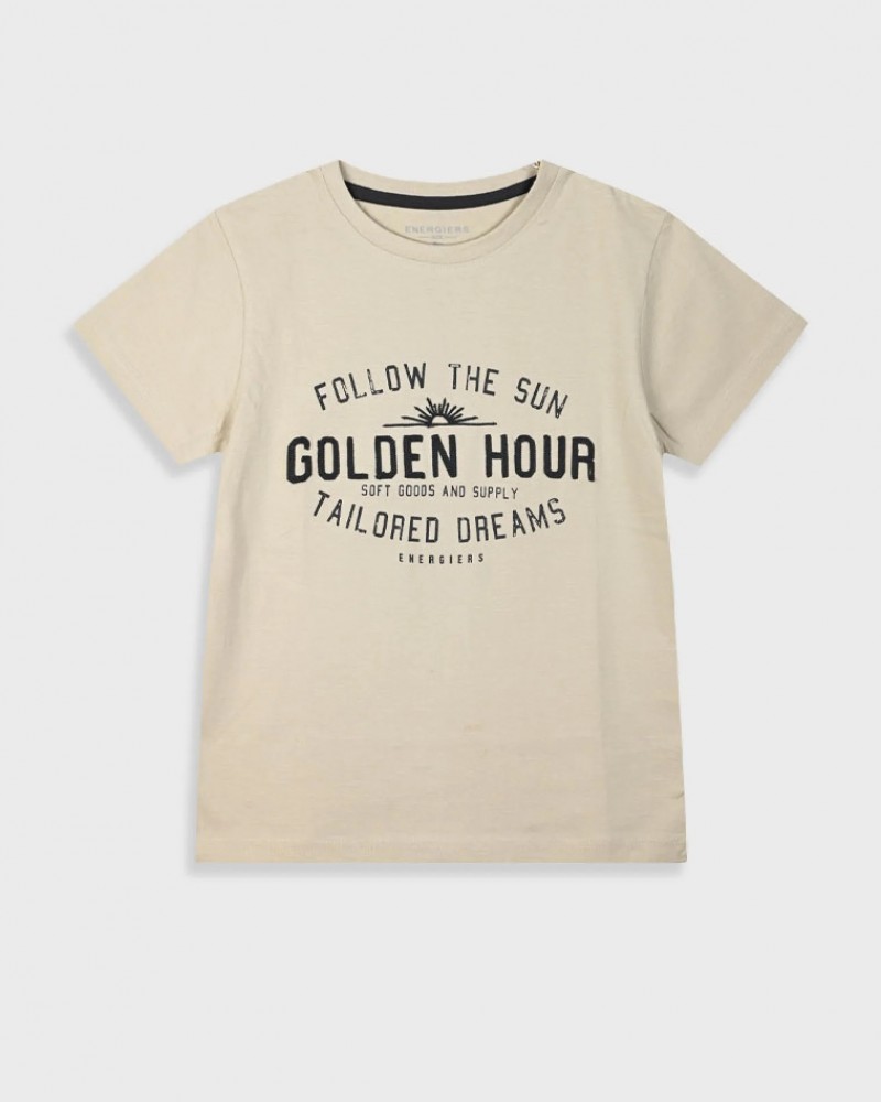 Εφηβική T-Shirt Μπλούζα με Τύπωμα Golden Hour Αγόρι (6-16) -Βανίλια- 13-225038-5