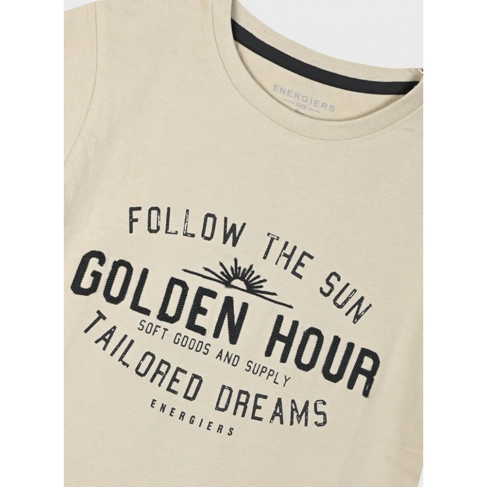 Εφηβική T-Shirt Μπλούζα με Τύπωμα Golden Hour Αγόρι (6-16) -Βανίλια- 13-225038-5