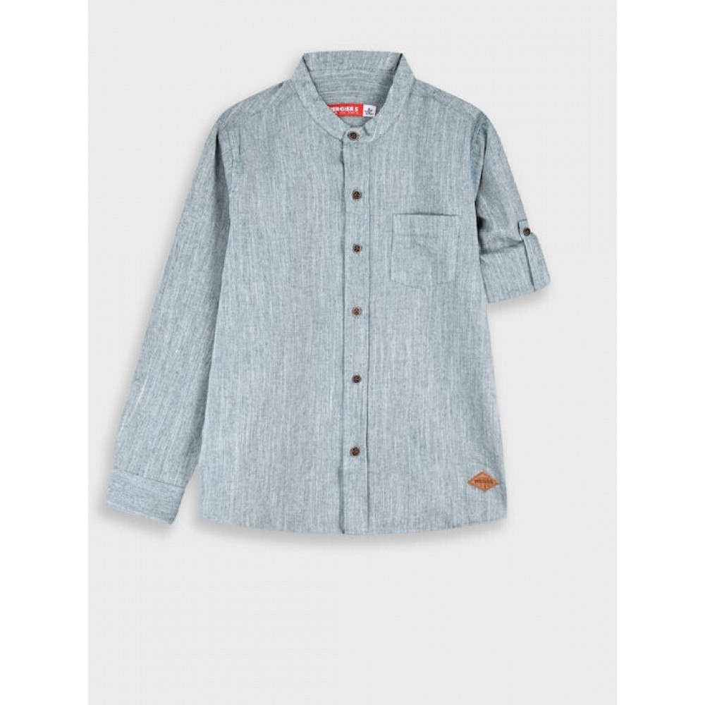 Εφηβικό Πουκάμισο με Mao Γιακά Αγόρι (6-16) -Χακί- 13-226000-4