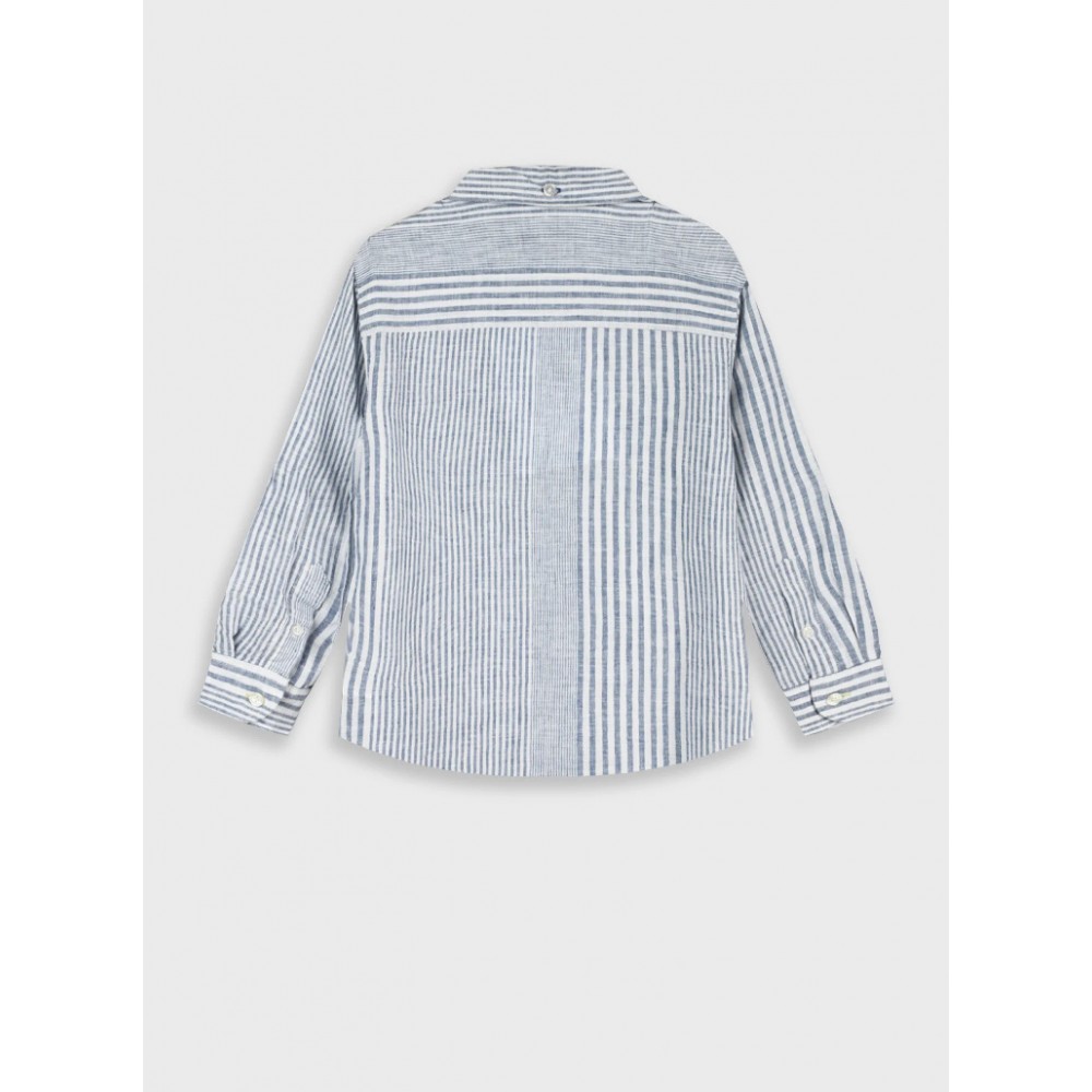 Εφηβικό Πουκάμισο Ριγέ Λινό Αγόρι (6-16) -Μπλε/Λευκό- 13-226003-4