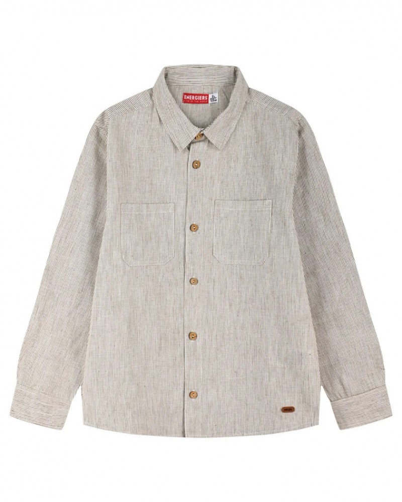 Εφηβικό Πουκάμισο με Ρίγα Αγόρι (6-16) -Μπεζ- 13-226010-4