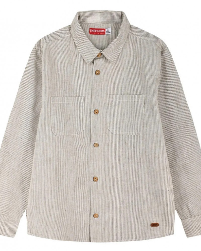 Εφηβικό Πουκάμισο με Ρίγα Αγόρι (6-16) -Μπεζ- 13-226010-4